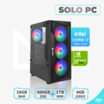 SOLO PC CORE I7-9700F 3.0GHZ/ 16GB RAM/ 480GB SSD + 1TB HDD/ 4GB VIDEO DEDICADO