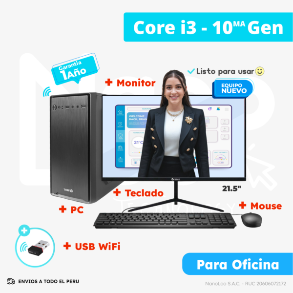 Combo PC - Core i3-10ma Gen | 8GB RAM | 480GB SSD | Monitor 21.5" |+ Combo