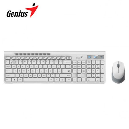 TECLADO GENIUS + MOUSE DUAL WIRELESS/BT SLIMSTAR 8230 AI COPILOT MULTIMEDIA SP WHITE (31340015401)
